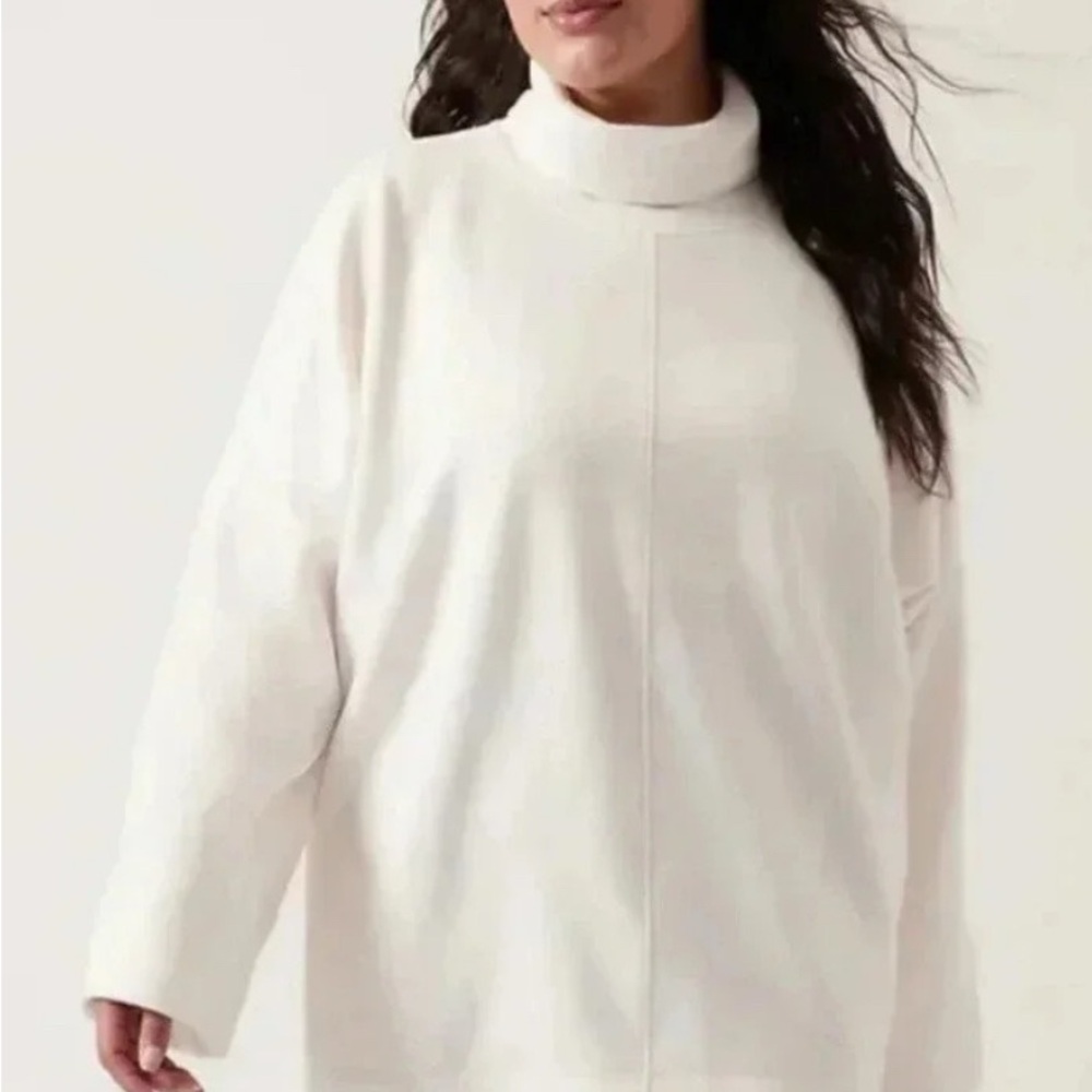 Athleta Cozy Karma Funnel sweatshirt in Ivory, size L